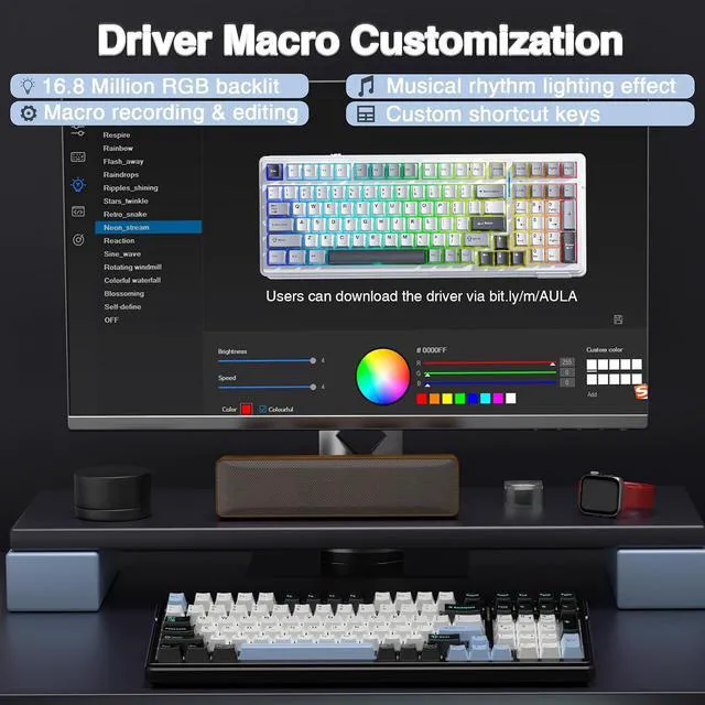Alt view image 7 of 7 - F99 Wireless Mechanical Keyboard,Tri-Mode BT5.0/2.4GHz/USB-C Hot Swappable Custom Keyboard,Pre-lubed Linear Switches,RGB Backlit Gaming Keyboards for PC/Tablet/Xbox/PS4/PS5