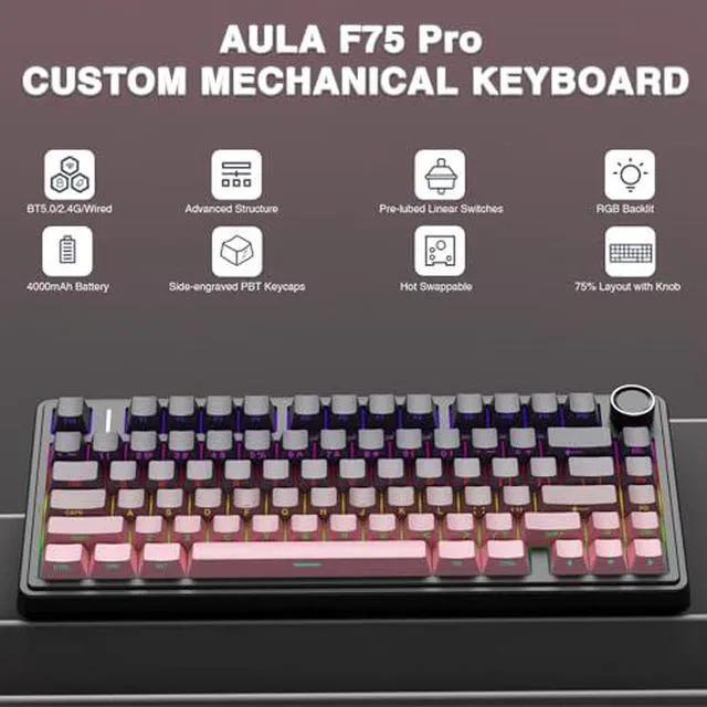 Alt view image 3 of 7 - Wireless Keyboard and Headset Combo, F75 Pro Mechanical Keyboard G7 Pro Wireless Headset