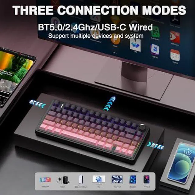 Alt view image 4 of 7 - Wireless Keyboard and Headset Combo, F75 Pro Mechanical Keyboard G7 Pro Wireless Headset