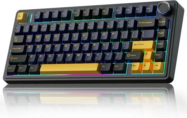 Alt view image 2 of 7 - Gaming Keyboard and Mouse Combo, 75% Wireless Mechanical Keyboards,Gasket Hot Swappable Custom Keyboard+SC580 Wireless Gaming Mouse Black