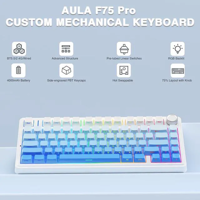 Alt view image 3 of 7 - Wireless Keyboard and Headset Combo, F75 Pro Mechanical Keyboard G7 Pro Wireless Headset