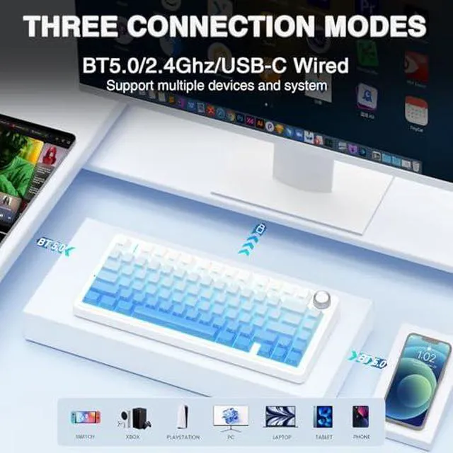 Alt view image 4 of 7 - Wireless Keyboard and Headset Combo, F75 Pro Mechanical Keyboard G7 Pro Wireless Headset