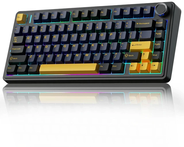 Main image of F75 75% Wireless Mechanical Keyboard, Hot Swappable Creamy Keyboard, Pre-lubed Greywood Switches RGB Backlit Gaming Keyboards, 2.4GHz/Type-C/BT5.0(Cool Black)