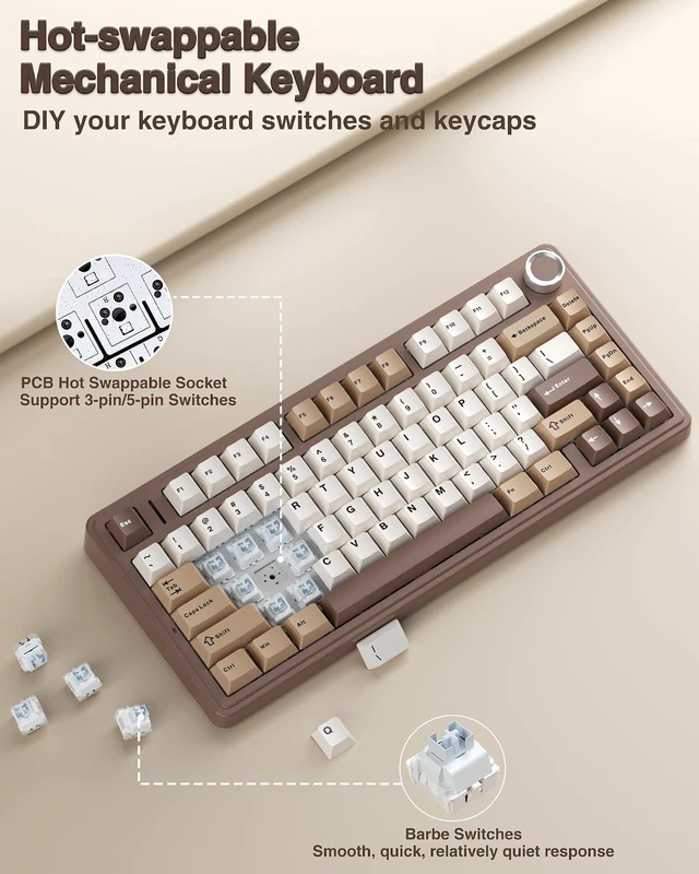 Alt view image 3 of 5 - Wireless Keyboard and Headset Combo, F75 Mechanical Keyboard G7 Pro Wireless Headset
