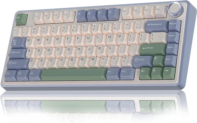 Alt view image 2 of 7 - Wireless Keyboard and Mouse Combo, F75 75% Mechanical Keyboards, Gasket Hot Swappable Custom Keyboard+SC580 Wireless Gaming Mouse White
