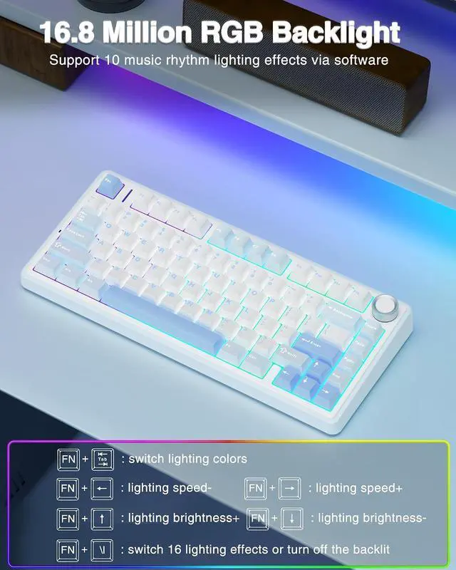 Alt view image 3 of 5 - Wireless Keyboard and Headset Combo, F75 Mechanical Keyboard G7 Pro Wireless Headset