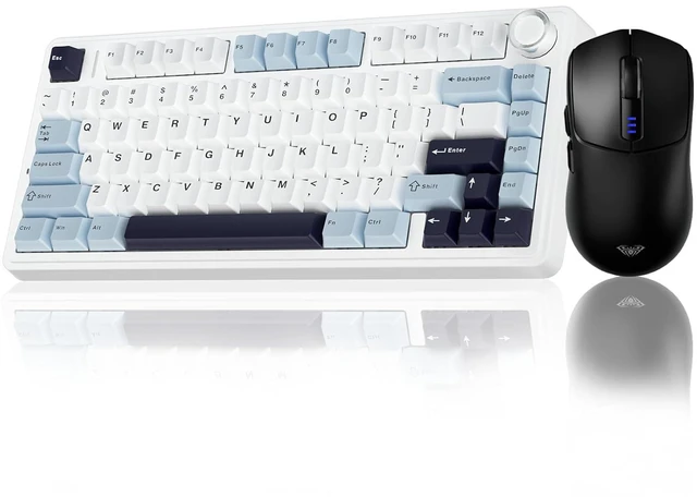 Main image of Wireless Keyboard and Mouse Combo, F75 Mechanical Keyboards Hot Swappable Custom Keyboard+SC580 Wireless Gaming Mouse Black