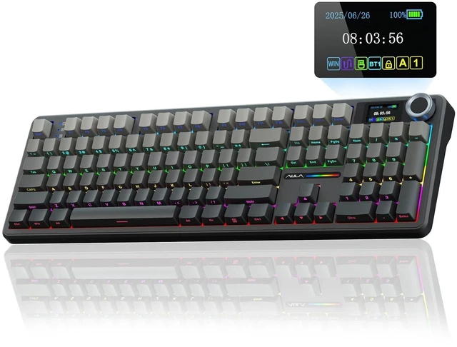 Alt view image 2 of 7 - F108 PRO Wireless Mechanical Keyboard with Screen & Knob SC580 Tri-Mode Gaming Mouse(White)