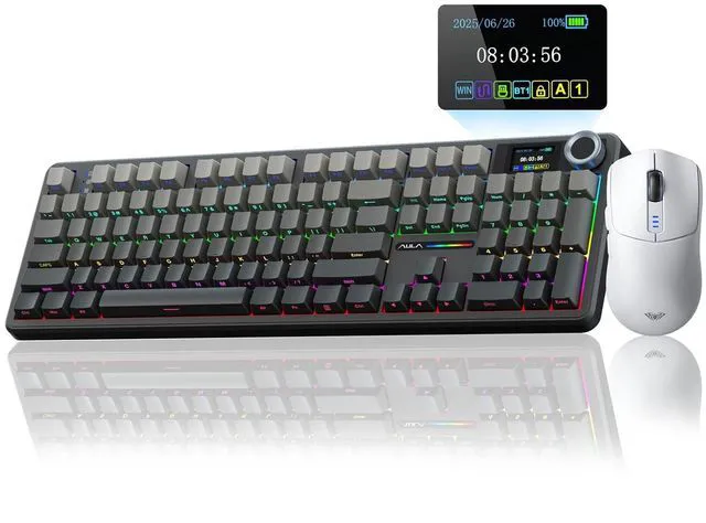 Main image of F108 PRO Wireless Mechanical Keyboard with Screen & Knob SC580 Tri-Mode Gaming Mouse(White)