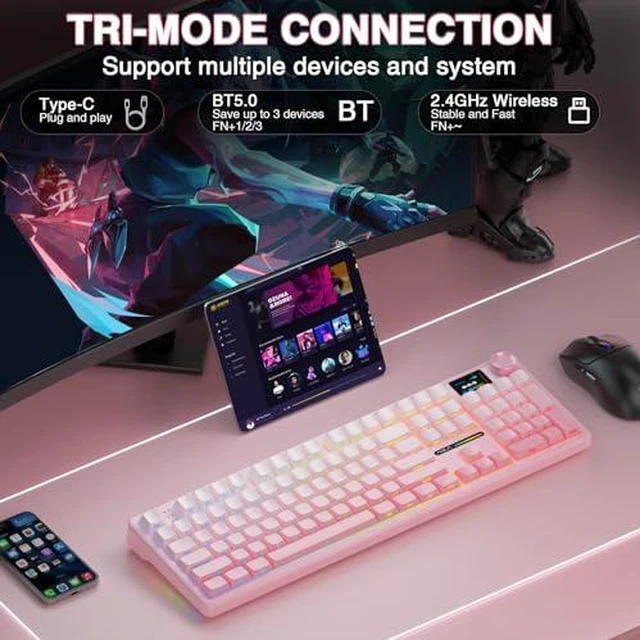 Alt view image 5 of 7 - Wireless Keyboard and Headset Combo, F108 Pro Full Size Mechanical Keyboard G7 Pro Wireless Headset