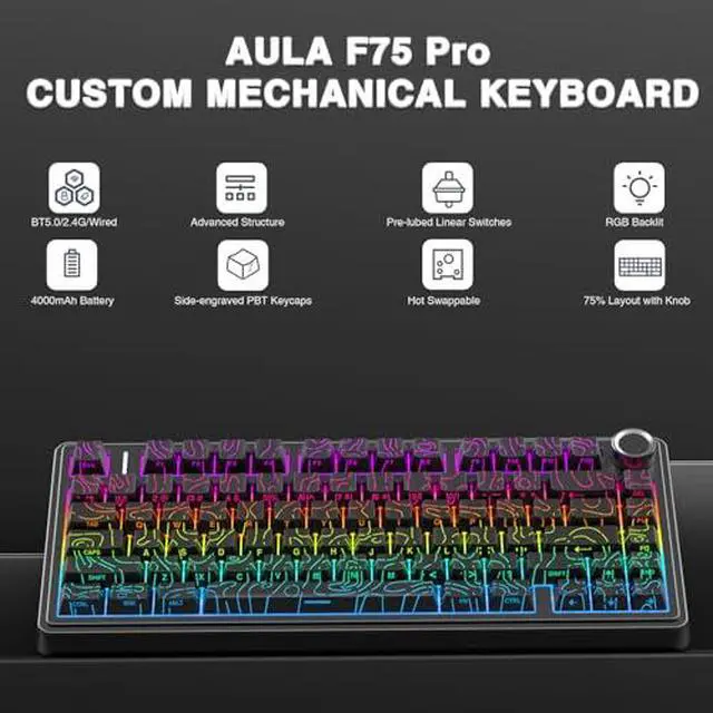 Alt view image 3 of 7 - Wireless Keyboard and Headset Combo, F75 Pro Mechanical Keyboard G7 Pro Wireless Headset