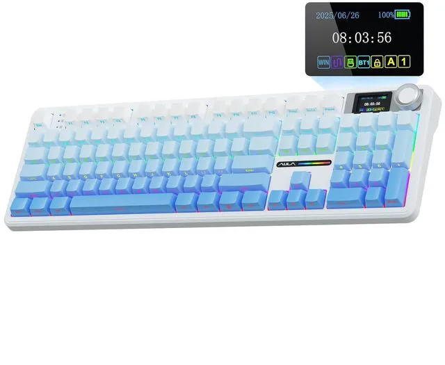 Main image of F108 PRO - Wireless Mechanical Keyboard with Screen&Knob,Hot Swappable Gaming Keyboard with 8000mAh Battery,Pre-lubed Switches,RGB Backlit,PBT Keycaps Creamy Sounding Computer Keyboards,104 Keys