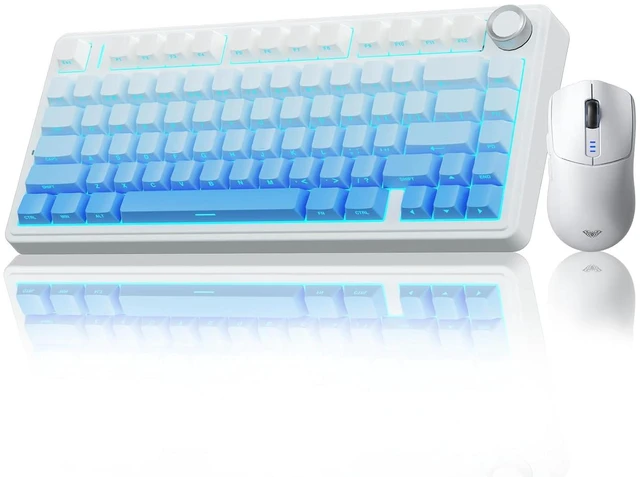 Main image of Wireless Keyboard and Mouse Combo, F75 Pro 75% Hot Swappable Custom Keyboards+SC580 Wireless Gaming Mouse White