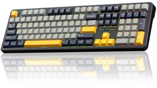 Main image of F108 Wireless Mechanical Keyboard, BT5.0/USB-C/2.4GHz Hot Swappable Custom Gaming Keyboards, PBT Keycaps, Pre-lubed Switches, RGB Backlit Full Size Creamy Keyboard with Number Pad, 108 Keys