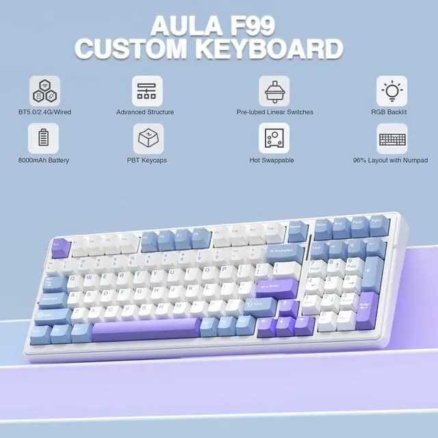 Alt view image 3 of 7 - F99 Wireless Mechanical Keyboard SC800 Wireless Gaming Mouse