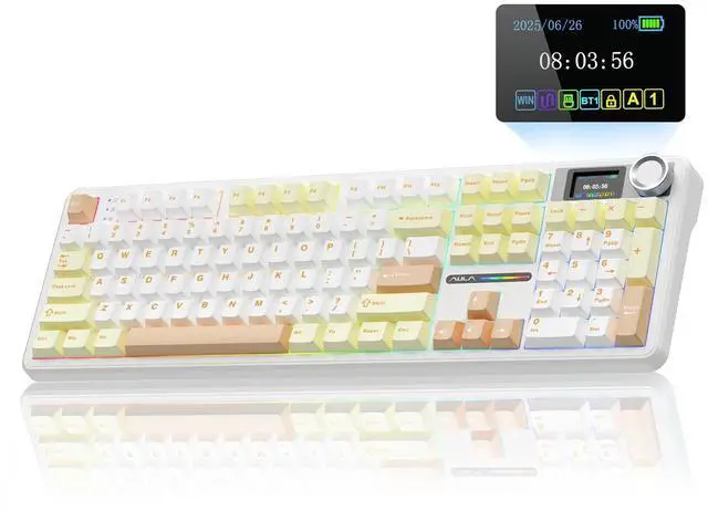 Main image of F108 PRO - Wireless Mechanical Keyboard with Screen&Knob,Hot Swappable Gaming Keyboard with 8000mAh Battery,Pre-lubed Switches,RGB Backlit,PBT Keycaps Creamy Sounding Computer Keyboards,104 Keys