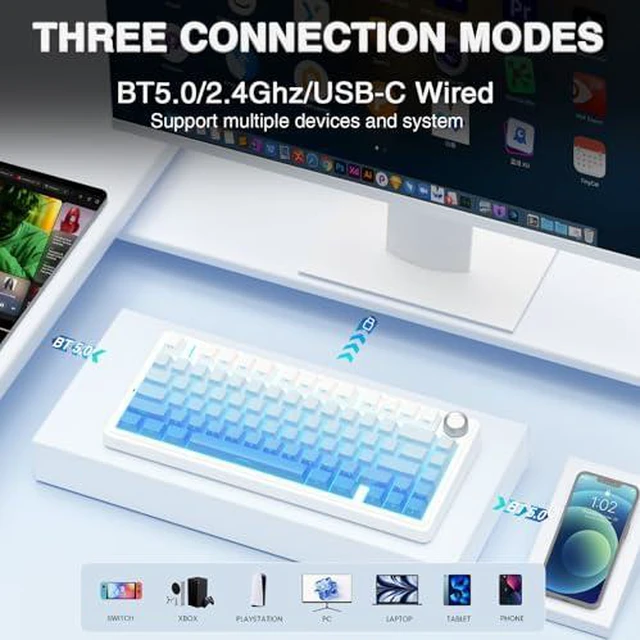 Alt view image 4 of 7 - Wireless Keyboard and Headset Combo, F75 Pro Mechanical Keyboard G7 Pro Wireless Headset
