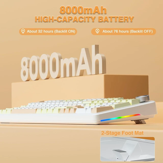 Alt view image 6 of 7 - F108 PRO - Wireless Mechanical Keyboard with Screen&Knob,Hot Swappable Gaming Keyboard with 8000mAh Battery,Pre-lubed Switches,RGB Backlit,PBT Keycaps Creamy Sounding Computer Keyboards,104 Keys