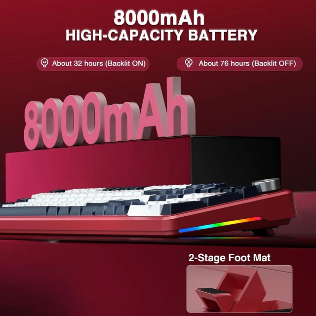 Alt view image 6 of 7 - F108 PRO - Wireless Mechanical Keyboard with Screen&Knob,Hot Swappable Gaming Keyboard with 8000mAh Battery,Pre-lubed Switches,RGB Backlit,PBT Keycaps Creamy Sounding Computer Keyboards,104 Keys