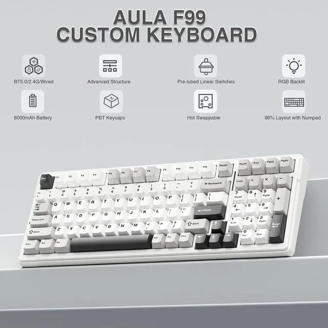 Alt view image 3 of 7 - F99 Wireless Mechanical Keyboard SC800 Wireless Gaming Mouse