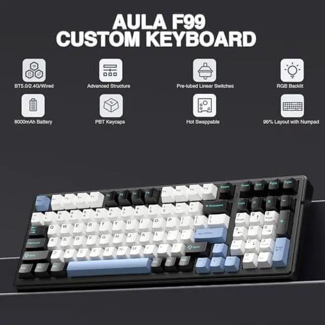 Alt view image 3 of 7 - Wireless Keyboard and Headset Combo, F99 Mechanical Keyboard G7 Pro Wireless Headset