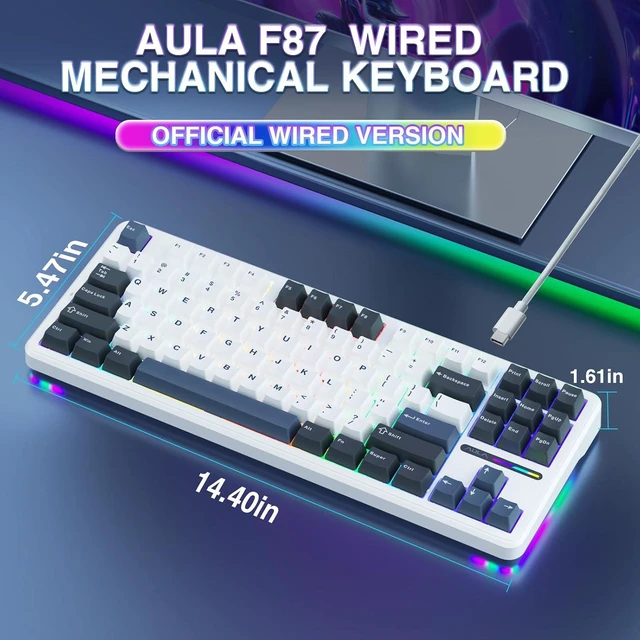 Alt view image 3 of 7 - Wired Gaming Keyboard and Mouse Combo, Wired Version F87 Mechanical Keyboard, 75% TKL Gasket Hot Swappable Custom Keyboard+SC580 Wireless Gaming Mouse White