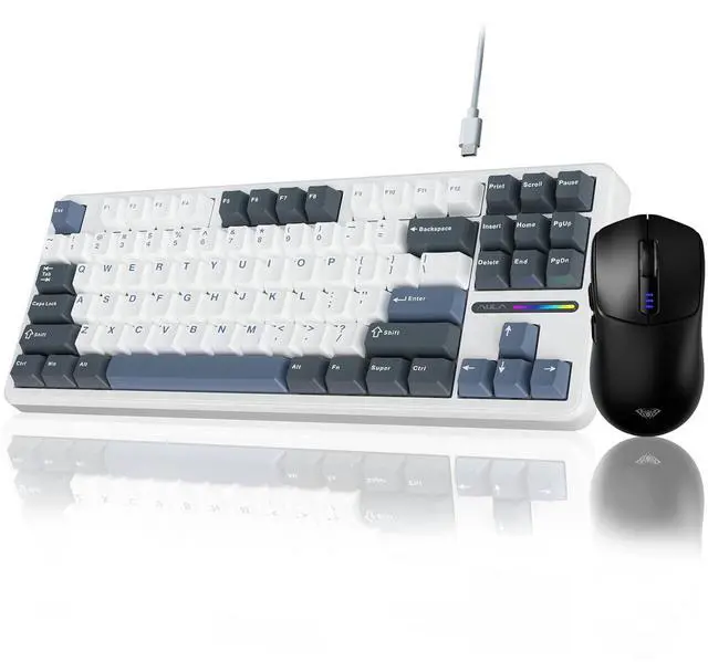 Main image of Wired Gaming Keyboard and Mouse Combo, Wired Version F87 Mechanical Keyboard, 75% TKL Gasket Hot Swappable Custom Keyboard+SC580 Wireless Gaming Mouse Black