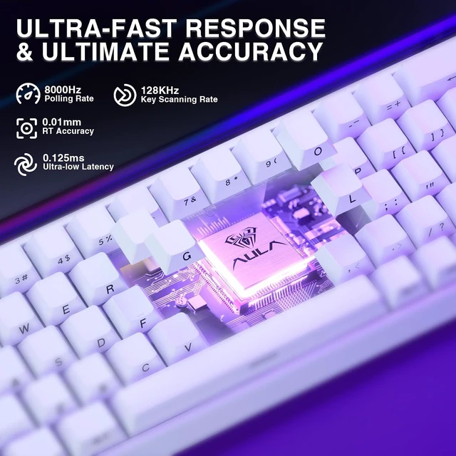 Alt view image 5 of 7 - Hero 68 HE 60% Gaming Keyboard Wired, Hall Effect Magnetic Switch Keyboard with Adjustable Actuation, Fast Trigger Mode, 8K Hz Polling Rate, 0.125ms Latency,Side Printed PBT Keycaps, RGB Backlit