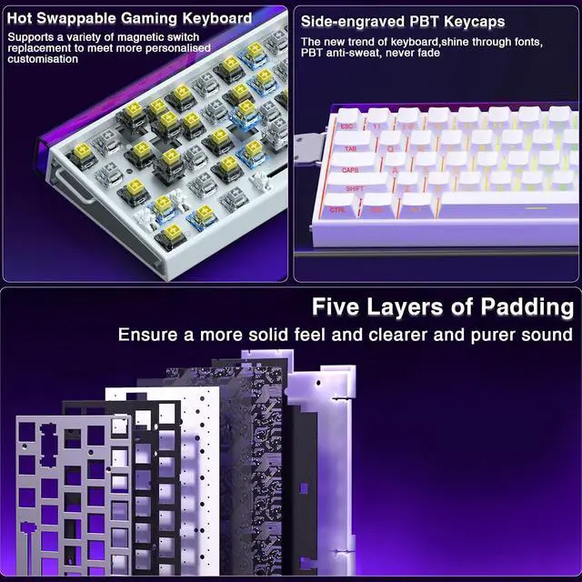 Alt view image 7 of 7 - Hero 68 HE 60% Gaming Keyboard Wired, Hall Effect Magnetic Switch Keyboard with Adjustable Actuation, Fast Trigger Mode, 8K Hz Polling Rate, 0.125ms Latency,Side Printed PBT Keycaps, RGB Backlit