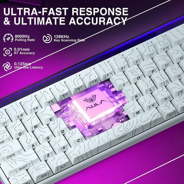 Alt view image 5 of 7 - Hero 68 HE 60% Gaming Keyboard Wired, Hall Effect Magnetic Switch Keyboard with 8K Hz Polling Rate, Side Printed PBT Keycaps, RGB Backlit Light Box, Customizable Web Software for PC/Mac Gamers