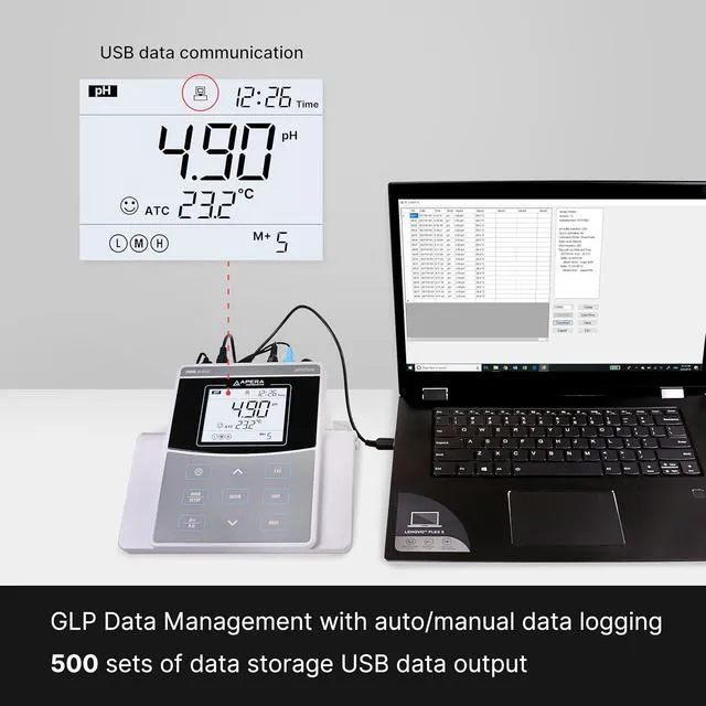Alt view image 4 of 6 - AI521 PH800 Laboratory Benchtop pH Meter Kit, 0.01 pH Accuracy, GLP Data Management (USB Output), BNC Connector