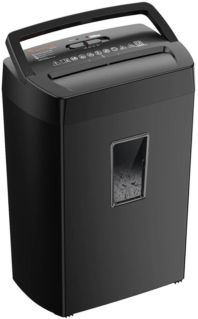 Main image of Bonsaii 12-Sheet Cross Cut Paper Shredder, 5.5 Gal Home Office Heavy Duty Shredder for Paper, Credit Card, Mail, Staples, with Transparent Window, High Security Level P-4 (C275-A)