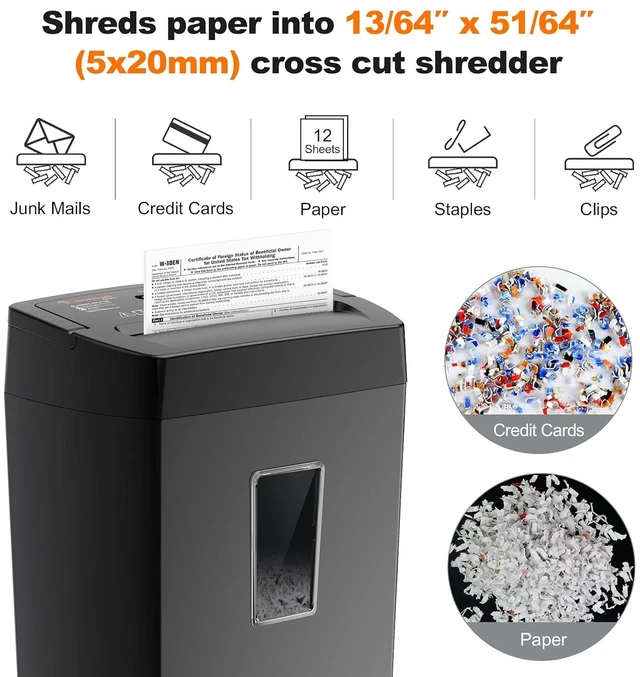 Alt view image 3 of 7 - Bonsaii 12-Sheet Cross Cut Paper Shredder, 5.5 Gal Home Office Heavy Duty Shredder for Paper, Credit Card, Mail, Staples, with Transparent Window, High Security Level P-4 (C275-A)