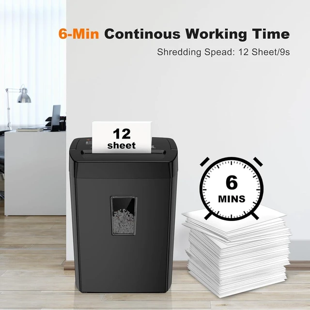 Alt view image 2 of 7 - Bonsaii 12-Sheet Cross Cut Paper Shredder, 5.5 Gal Home Office Heavy Duty Shredder for Paper, Credit Card, Mail, Staples, with Transparent Window, High Security Level P-4 (C275-A)