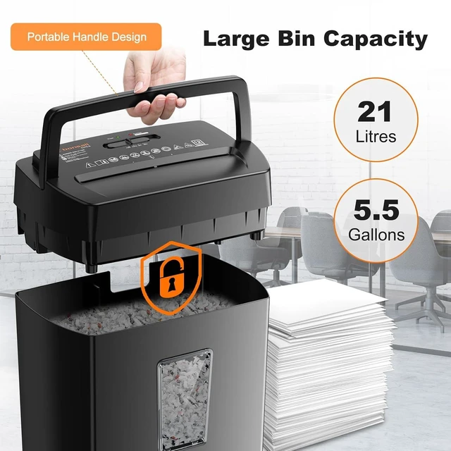 Alt view image 4 of 7 - Bonsaii 12-Sheet Cross Cut Paper Shredder, 5.5 Gal Home Office Heavy Duty Shredder for Paper, Credit Card, Mail, Staples, with Transparent Window, High Security Level P-4 (C275-A)