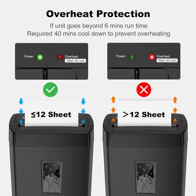 Alt view image 6 of 7 - Bonsaii 12-Sheet Cross Cut Paper Shredder, 5.5 Gal Home Office Heavy Duty Shredder for Paper, Credit Card, Mail, Staples, with Transparent Window, High Security Level P-4 (C275-A)