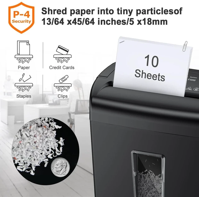 Alt view image 3 of 7 - Bonsaii 10-Sheet Heavy Duty Cross Cut Paper Shredder for Home Office