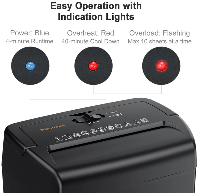 Alt view image 7 of 7 - Bonsaii 10-Sheet Heavy Duty Cross Cut Paper Shredder for Home Office