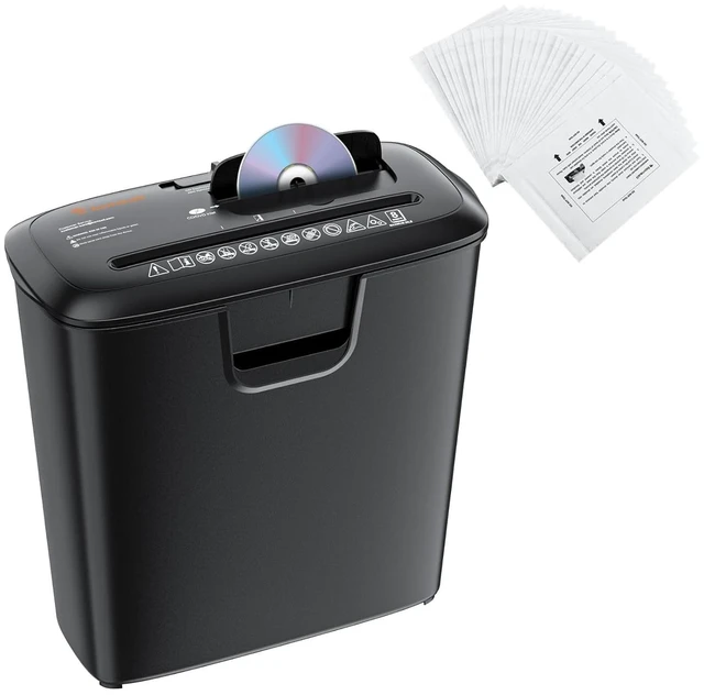 Main image of Bonsaii 8 Sheet Strip Cut S120-C Paper Shredder for Home Office Use & 24 Pack Lubricant Sheets