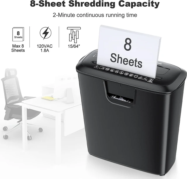 Alt view image 2 of 7 - Bonsaii 8 Sheet Strip Cut S120-C Paper Shredder for Home Office Use & 24 Pack Lubricant Sheets