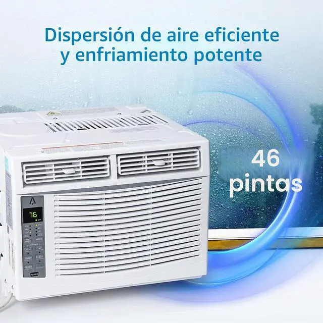 Alt view image 7 of 7 - Aire acondicionado de ventana de 5000 BTU, unidad de aire acondicionado de ventana que enfría hasta 250 pies cuadrados, funciones de enfriamiento y ventilador con control remoto, 3 velocidades de enfr