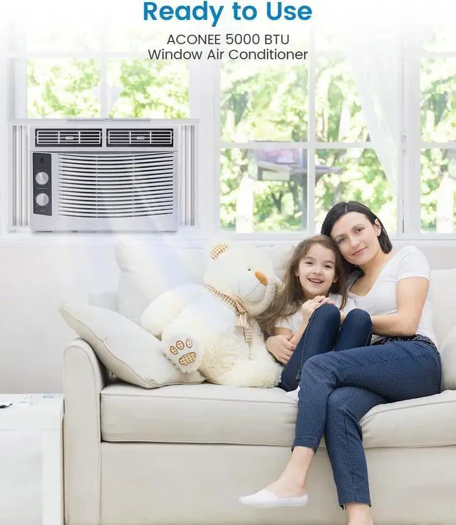Alt view image 4 of 7 - Aire acondicionado de ventana de 5000 BTU, unidad de aire acondicionado de ventana que enfría hasta 250 pies cuadrados, funciones de enfriamiento y ventilador con control remoto, 3 velocidades de enfr