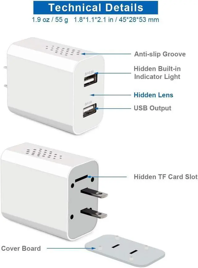 Alt view image 2 of 7 - PATTERSON 1080P Hidden Camera USB Charger - Mini Wireless Spy Camera | WiFi & Motion Detection - Ideal for Home Security, Baby Monitoring, and Pet Surveillance