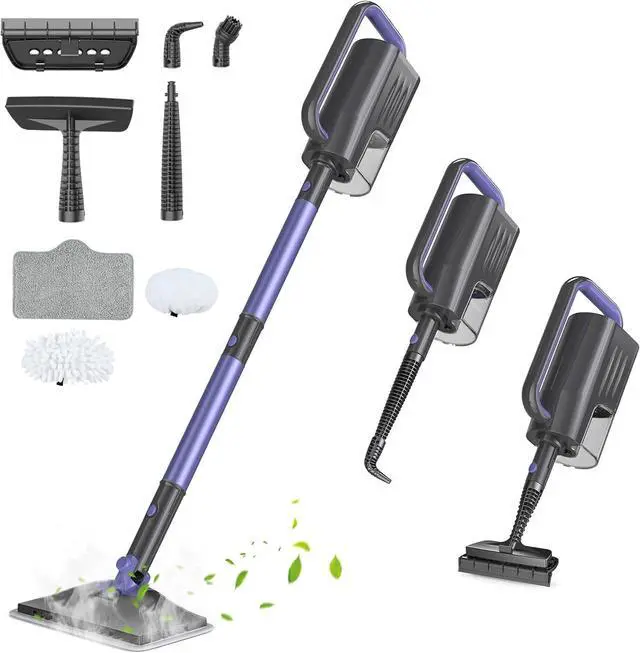 Main image of Mopa de vapor 6 en 1 con vaporizador de mano desmontable, trapeador de vapor profesional para limpieza de pisos, limpiador de vapor desinfectante con tecnología de vapor caliente, morado
