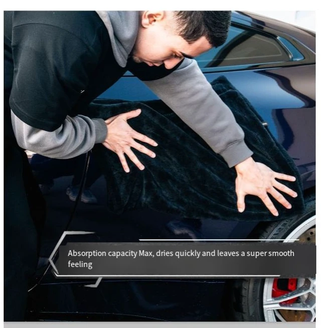 Alt view image 3 of 4 - Non-stick ultra-fine fiber double-sided small braid car cleaning towel, highly absorbent, specially designed for car washing in auto repair shops,Size:40*40cm