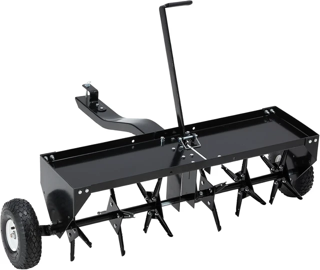 Alt view image 7 of 7 - Aireador de remolque de 40 pulgadas, aireador de acero galvanizado, herramienta de césped para remolque, con enganche universal y ruedas inflables de 8 pulgadas, aireador de césped para césped
200LBS