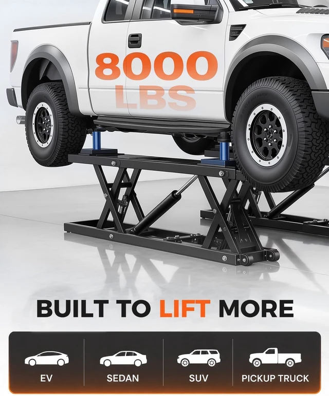 Alt view image 5 of 7 - 7000 LBS Portable Car Lift for Garage
Adjustable Lifting Height up to 26.8", Rolling Ball Transfers for Easy Mobility, Mechanical Locking System for Safety