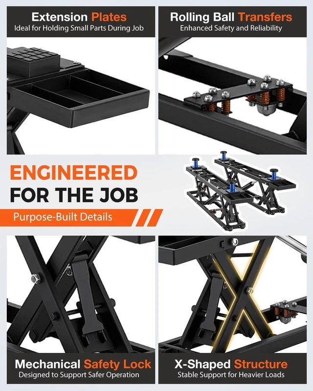 Alt view image 7 of 7 - 7000 LBS Portable Car Lift for Garage
Adjustable Lifting Height up to 26.8", Rolling Ball Transfers for Easy Mobility, Mechanical Locking System for Safety