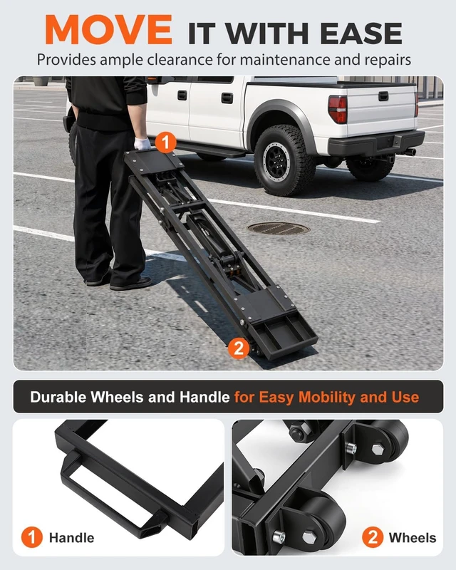 Alt view image 2 of 7 - 7000 LBS Portable Car Lift for Garage
Adjustable Lifting Height up to 26.8", Rolling Ball Transfers for Easy Mobility, Mechanical Locking System for Safety