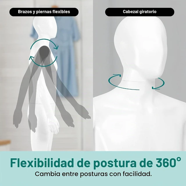 Alt view image 3 of 7 - SereneLife Maniquí masculino de 74 pulgadas con cabeza desmontable, manos y piernas, soporte ajustable, cabeza giratoria de 360 grados, montaje sin herramientas para exhibición de ropa, venta al por m
